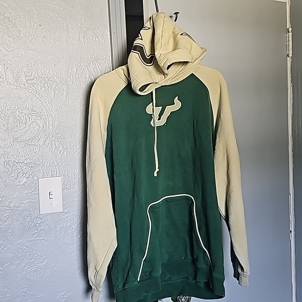 Adidas University of South Florida Hoodies, Size XL, and colors green & beige